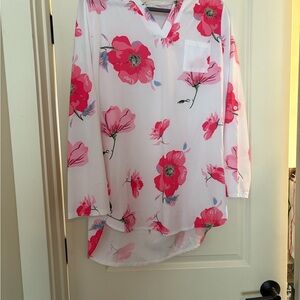 Floral Pink and White Women's Top